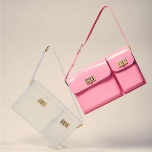 Forever 21 x Barbie pink vinyl gold twist-lock shoulder bag